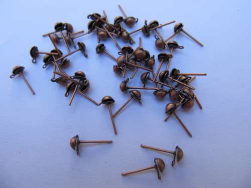 Findings Earrings Stud With Loop Copper ±30pc