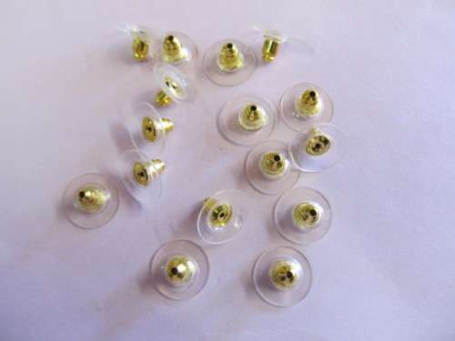 Findings Earrings Extended Bullet Clutch Nickel With Gold 20pc/10 pairs