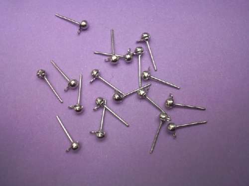 Findings Earrings Stud With Loop Nickel ±30pc