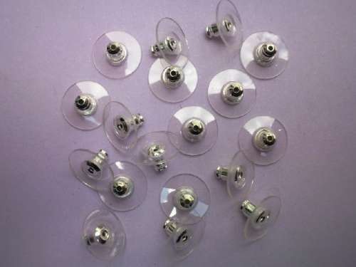 Findings Earrings Extended Bullet Clutch Clear With Nickel 20pc / 10pairs