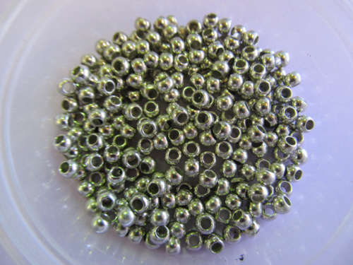 Findings Spacers Round Rhodium Plated  Acrylic Nickel 3mm ±50pc
