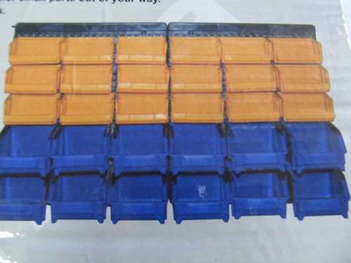 30 x Durable Molded Polypropylene Storage Bins With Wall Mounting Panel
