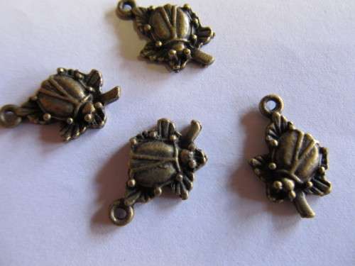 Charms, Ladybug, Metal, Bronze, 19mm, 5pc