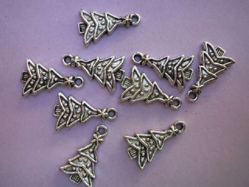 Charms, Metal, Nickel, Christmas Tree, 23mm, 4pc