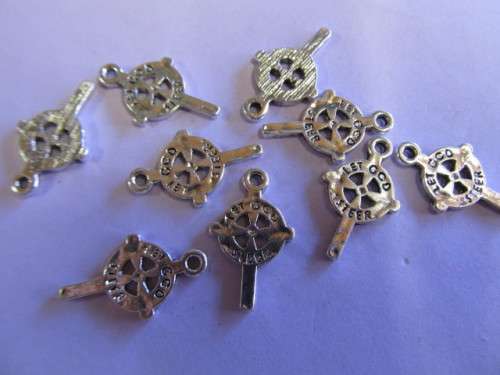 Charms, Metal, Nickel, Let God Steer, 22mm, 2pc