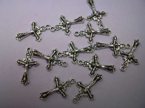 Charms, Cross, Metal, Nickel, 23mm x 15mm, 4pc