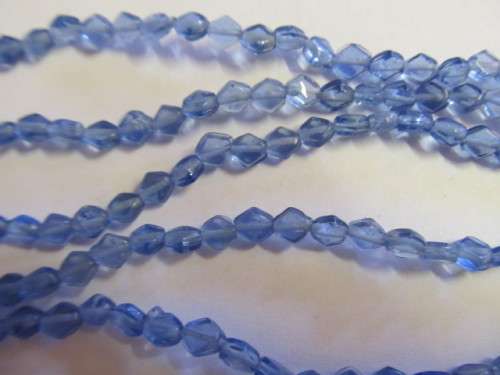 Glass Beads, Indian Beads, Flat Diamond, Blue, 6mm, ±24pc