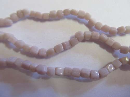 Glass Beads, Indian Beads, Cubes, Pale Pink, 4mm, ±20pc
