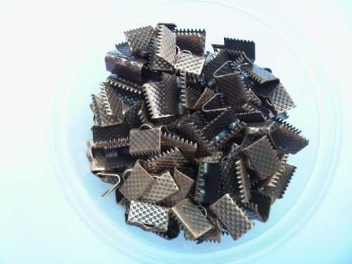 Findings, End Pieces, Crimp Ribbon Ends, Metal, Copper, 10mm, ±30pc