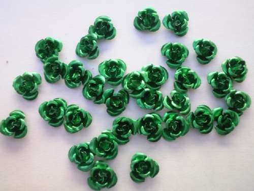 Crafts Metal Flower Rose Green ±9mm 10pc