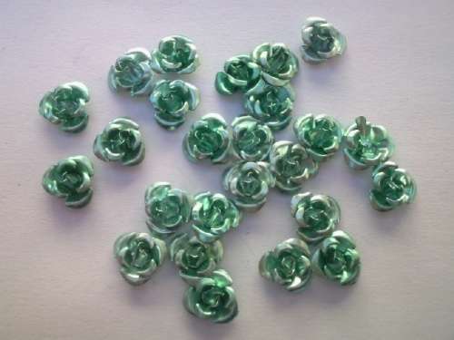 Flower, Rose Design, Metal, Green, ±9mm, 10pc