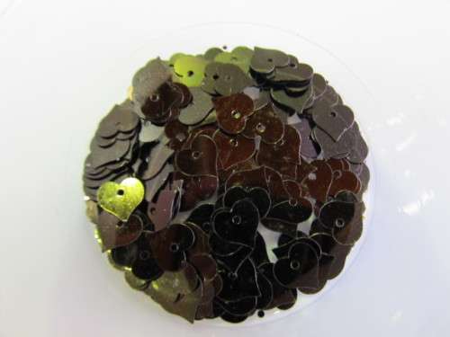 Sequins, Shapes, Heart, Dark Brown, 8mm, ±70pc
