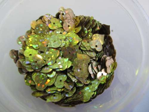 Sequins, Shapes, Heart, Gold, 8mm, ±70pc