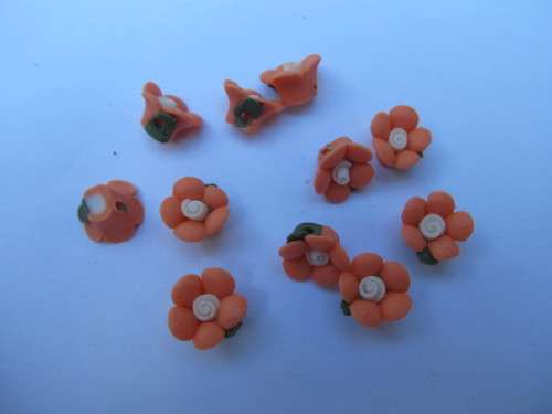 Flower, Rose, Made From Clay, Orange, 10mm, 5pc