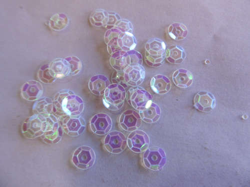 Sequins, Shapes, Round, White AB, 7mm, ±200pc