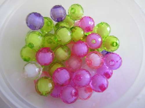 Facetted Acrylic Beads Mixed Colours 10mm