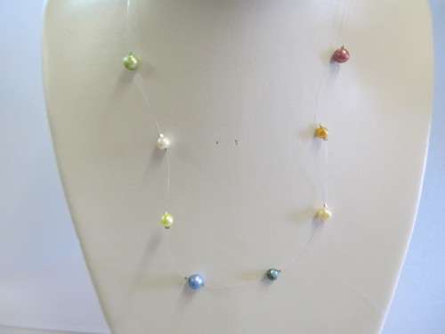 Floating Freshwater Pearl Necklace, Multi Coloured, ±50cm