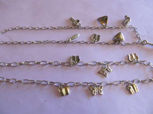 Necklace Chain With 7 x Charms, Nickel, ±40cm, 1pc