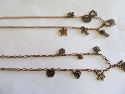 Necklace, Chain With 7 Charms, Copper