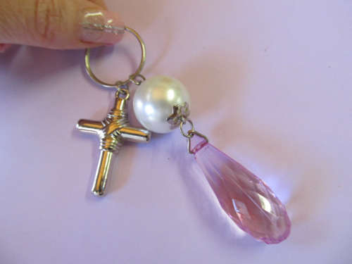 Keyring Nickel With White And Lilac 110mm