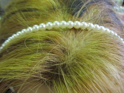 Head Band Faux Pearl Cream