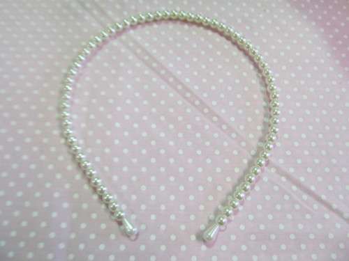 Head Band Faux Pearl Cream
