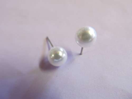 Earrings Stud Faux Pearl White 8mm