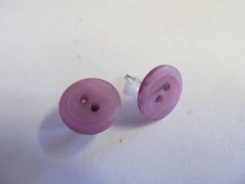 Earrings Stud Button Purple 12mm