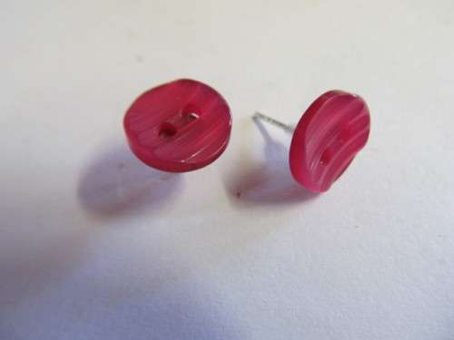 Earrings Stud Button Pink 11mm