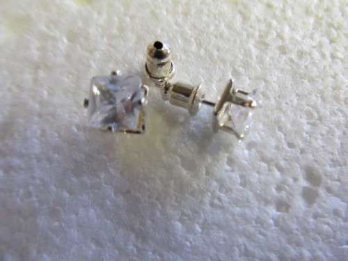 Earrings, Stud, Rhinestone, Clear, 7mm, 1 Pair