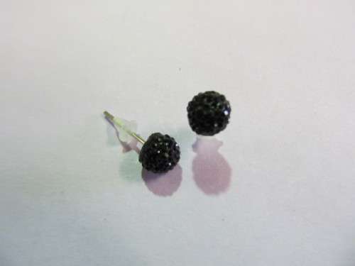 Earrings Stud Round Black 8mm