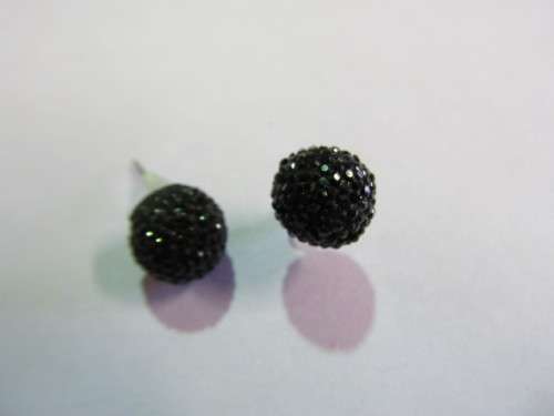 Earrings Stud Round Black 10mm