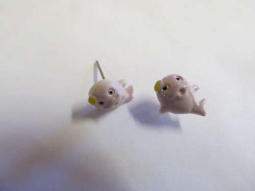 Earrings Stud Fish Shape Purple 8mm