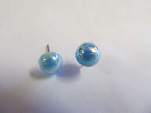 Earrings Stud Round Blue 8mm