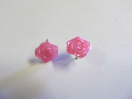 Earrings Stud Rose Design Light Pink 10mm