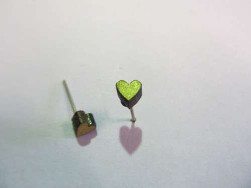 Earrings Stud Heart Shape Wooden 5mm