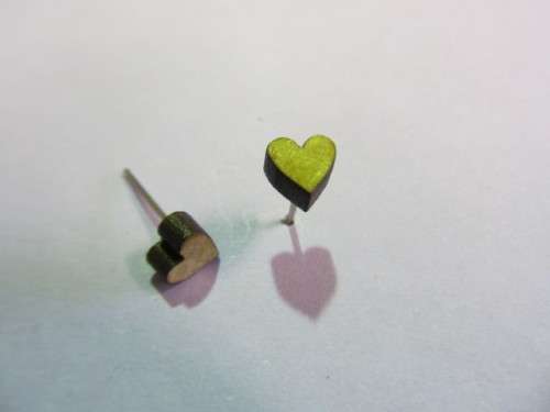 Earrings Stud Heart Shape Wooden 6mm