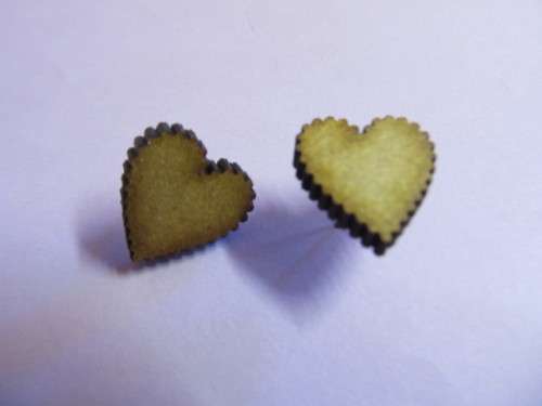 Earrings Stud Wooden Heart 15mm x 15mm