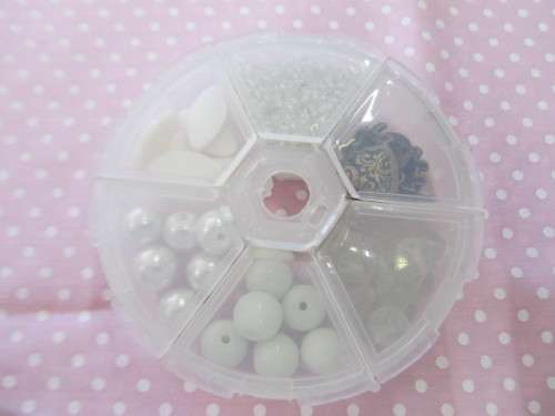 Beading Kit Variety Of Beads In Container White