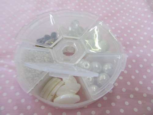 Beading Kit Variety Of Beads In Container White