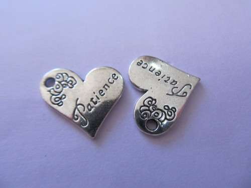 Charms Heart Shape Patience Stamped On Heart Nickel 18mm