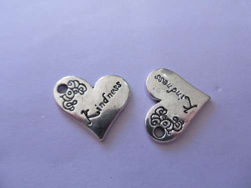 Charms Heart Shape Kindness Stamped On Heart Nickel 18mm 2pc