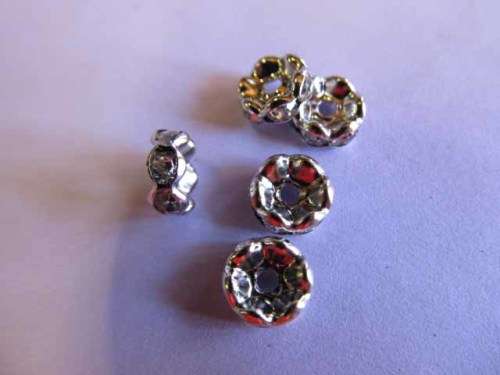 Rondals, Metal, Silver Colour With Clear Rhinestones 3mm x 10mm