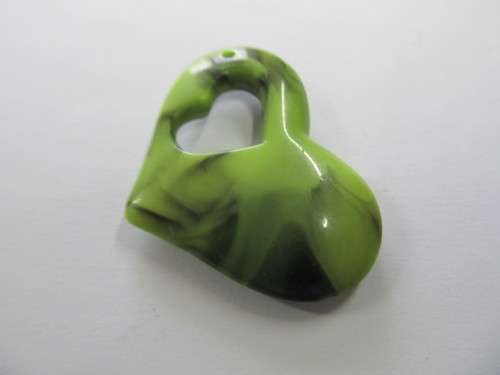 Pendant, Heart, Acrylic, Green, 39mm