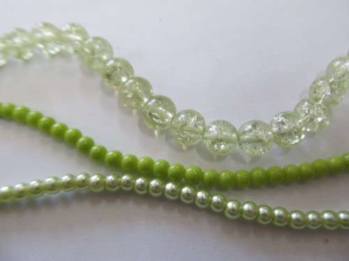 Glass Beads Mixed, Round, Green, 4mm, 4mm, 8mm, 3 x 25pc