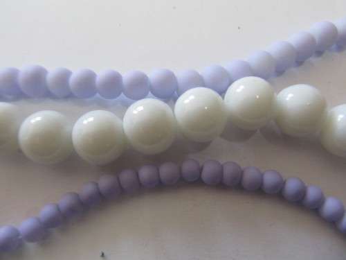 Glass Beads Mixed, Round, Purple, Purple, White, 4mm, 4mm, 8mm, 3 x 25pc