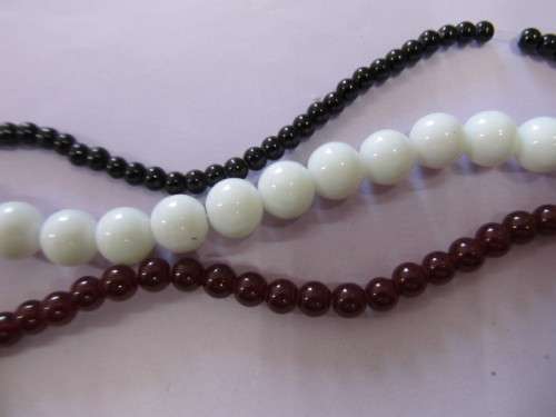 Glass Beads Mixed, Round, Black, Red, White, 4mm, 6mm, 10mm, 3 x 25pc