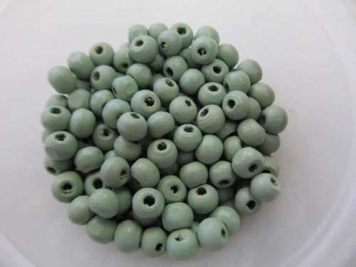 Wooden Beads, Round, Green, 5mm x 6mm, ±50pc