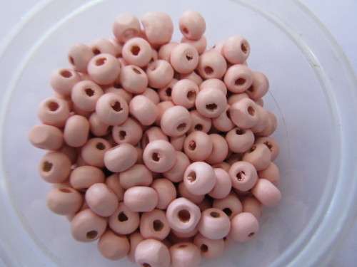 Wooden Beads, Round, Pink, 5mm x 6mm, ±50pc