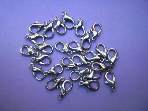 Findings, Clasp Nickel, Lobster Clasp, 12mm, ±10pc
